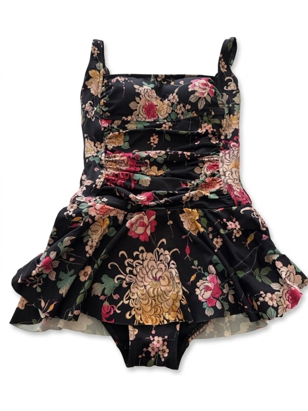 Adorable Johnny Was Ruched Skirted One Piece Bathing Suit